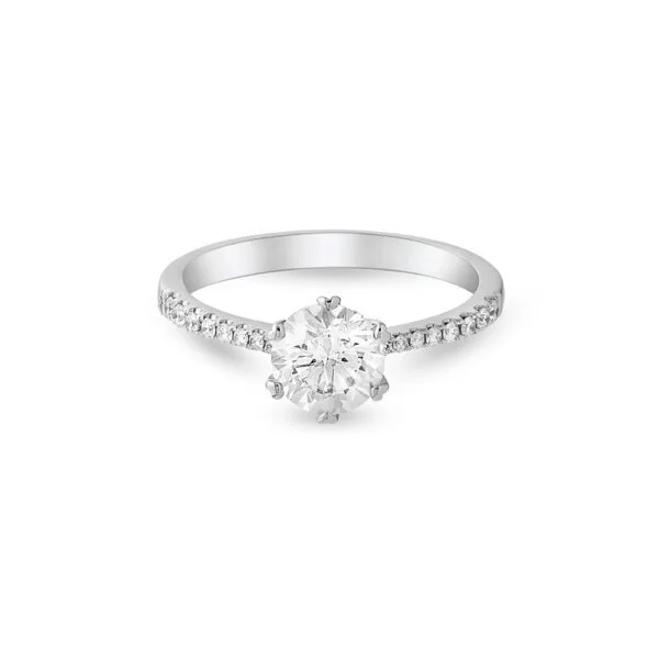 Luminous Halo Ring in White Gold
