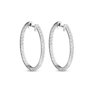Stellar Diamond Hoops in White Gold