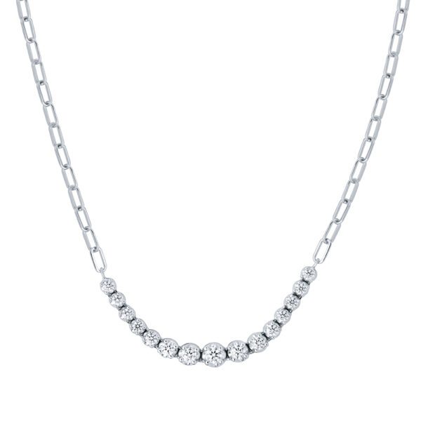Diamond Link Necklace in White Gold