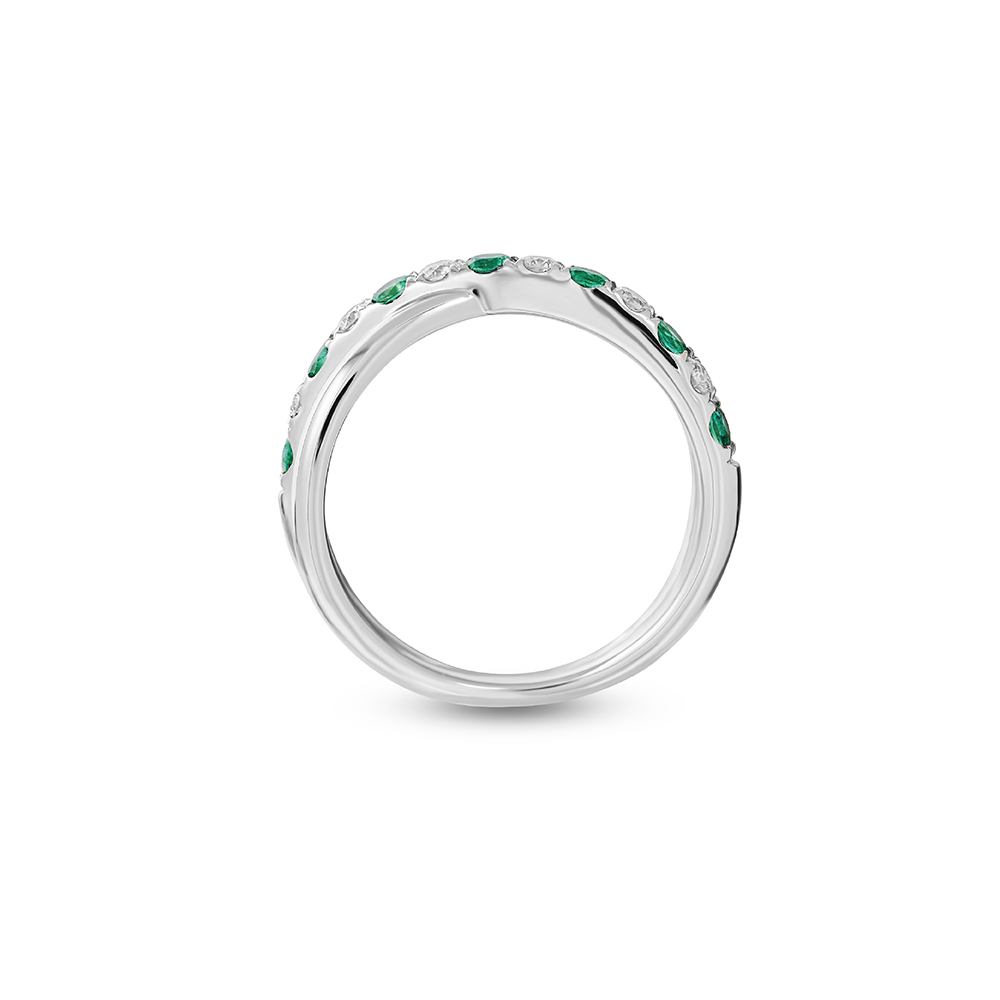 ROYAL Intertwine Emerald Ring in White Gold